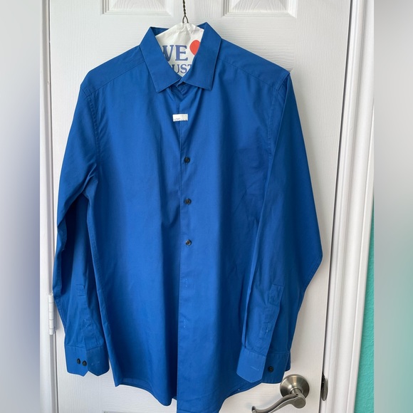 Alfani slim fit stretch size small 14-141/2 solid color long sleeves men shirt - Picture 5 of 7